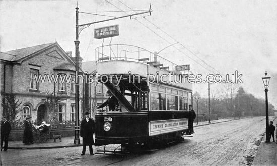 A Trial Trip, Electric Trams in Ipswich, Suffolk. November 1903.